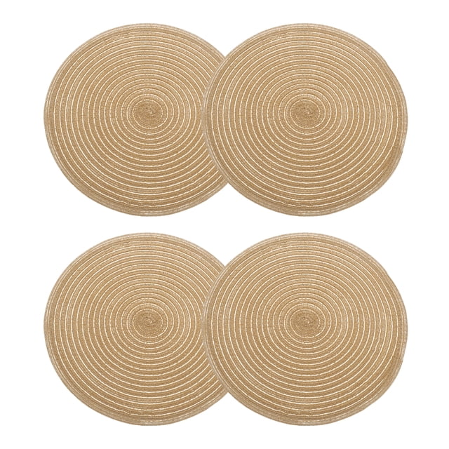 Uxcell 4Pcs Manteles Trenzados Redondos 11.81" Antideslizantes para Mesas de Comedor Lavables Aislantes de Calor, Marrón