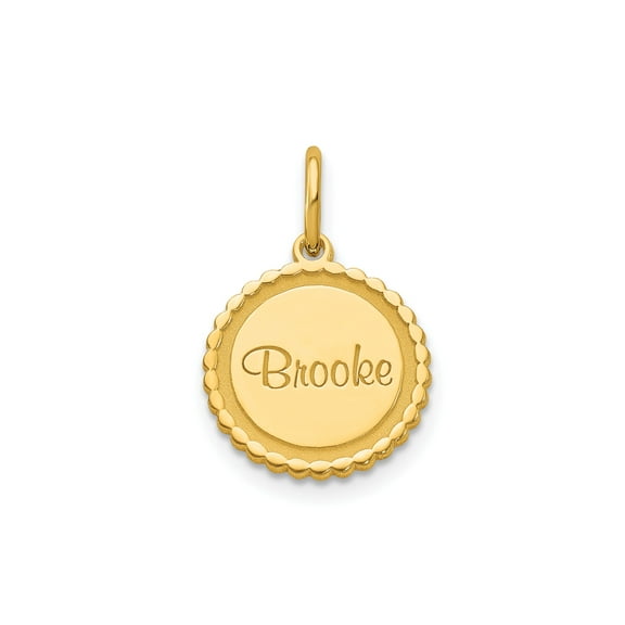 10k Yellow Gold Round Name Pendant Necklace with Scalloped Edge, Personalized Disc Charm for Women, Custom Identity Jewelry, Minimalist Nameplate Style Keepsake