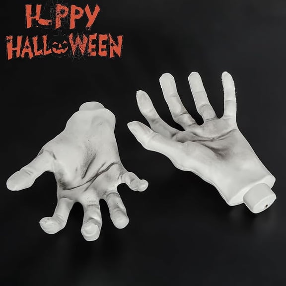 Halloween Skeleton Hands - 1 Pair Realistic Plastic Skeleton Zombie Hands for Halloween Terror Scary Props Decorations