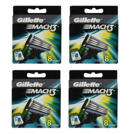 Gillette Mach3 Refill Cartridges, 8 Count (Pack of 4)