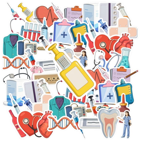 35pcs Cartoon Nurse Stickers Equipment Stickers Doctor Decals for Suitcases Laptops Notebooks