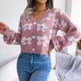 thumbnail image 4 of Ichuanyi liquidación de la manga de invierno de moda para mujeres en contraste de la linterna manga en v chicle de cárdigan tops ICHUANYI WER202308242111, 4 of 6