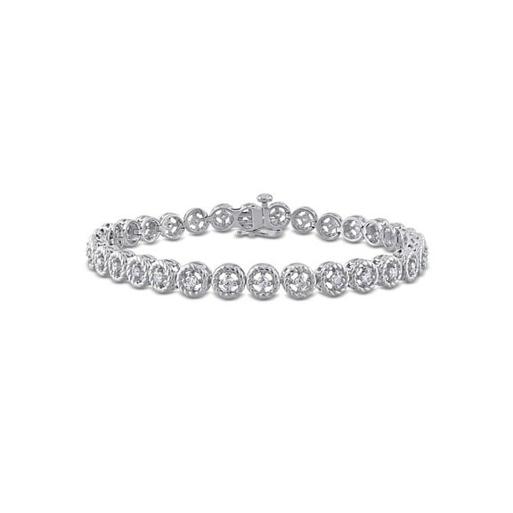 Gem & Harmony 1.00 Carat (Ctw) Diamond Tennis Link Bracelet in Sterling Silver for Women