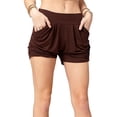 thumbnail image 1 of Uhndy Women Summer Plus Size Shorts Harem Shorts Elastic Waist Yoga Shorts Stretch Soft Pocket Shorts Coffee 4XL, 1 of 5