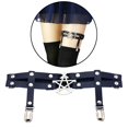 thumbnail image 3 of Clips de suspensión ajustables antideslizantes Yuyangstore gótico punk elástico muslo cuero PU Azul Liga de pierna ajustable, 3 of 6