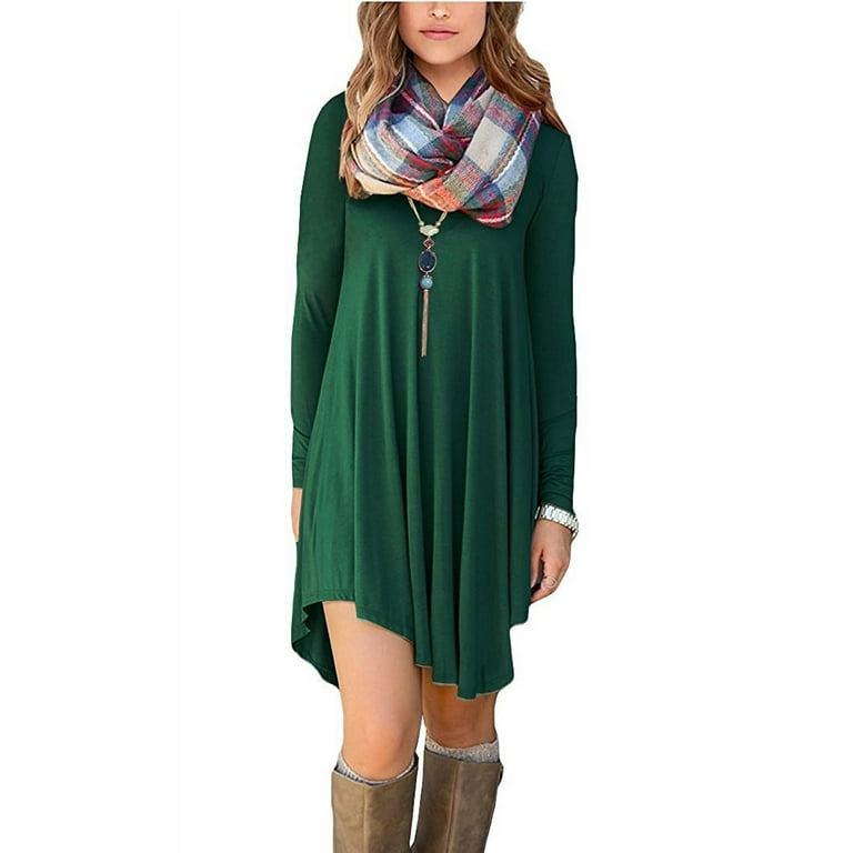 Women's Long Sleeve Casual Loose T-Shirt Dress - Walmart.com