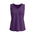 thumbnail image 6 of Women's V Neck Sleeveless Side Split Tank Top Long Length Casual Summer Layer Tops for Women Purple 5XL, 6 of 6