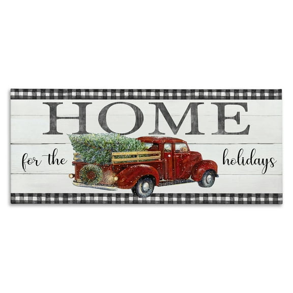 Stupell Industries Home For Holidays Truck Holiday Painting Gallery Wrapped Canvas Art Prints Wall Art, 24 x 10