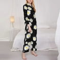thumbnail image 3 of Lsque Daisies Flowers Pattern Long Sleeve Pajama Set for Women - Soft 2-Piece Sleepwear and Loungewear Set with Pockets, Comfy Nightwear-X-Large, 3 of 7