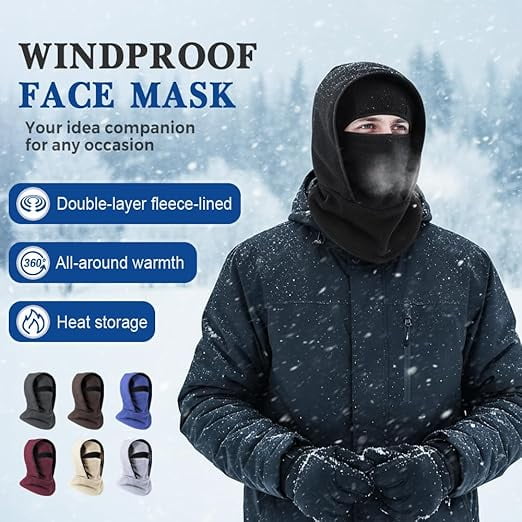 Outdoor Winter Warm Hat Neckband Integrated Cycling Mask, Winter Balaclava Ski Mask, Windproof Fleece Face Cover(1pc*Dark Gray,kkl)