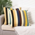 thumbnail image 2 of Unique Bargains Floral Printed Home Decor Striped Decorative Pillow Covers (2 Count) Blue Yellow 18" x 18", 2 of 6