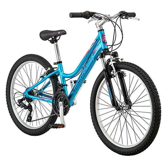 Mongoose Kipawa Girls Mountain Bike 24&quot; Wheel Size, Blue, Black, Size Age 8+, Blue
