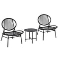 thumbnail image 1 of Ensemble Bistro en Osier Acapulco avec Table d'Appoint Ronde, 3 Pcs de Chaises de Conversation en Rotin Tressé à la Main pour Patio, Mobilier d'Extérieur Résistant aux Intempéries pour Balcon, Jardin, Véranda, Noir, 1 of 7