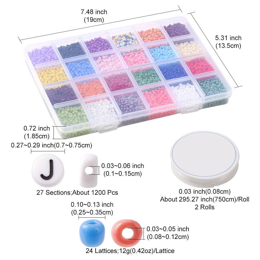 1Set DIY Word Bracelet Making Kit Including Glass Seed Round & Letter Acrylic Beads Elastic Thread