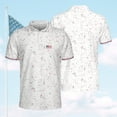 thumbnail image 2 of White USA Splatter Polo Shirt for Men Women American Golf Shirt Short, 2 of 7