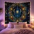 thumbnail image 2 of Celestial Star and Moon Phase Wreath Against Starry Sky Mystical Fantasy for Meditation Enthusiasts Serene Wall Art Decor Housewarming Gift Tapestry Wall Hanging for Bedroom and Dorm, 2 of 7