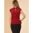 thumbnail image 5 of DARING DIVA Lace Floral Crochet Sleeveless Peplum Blouse XS Red, 5 of 6