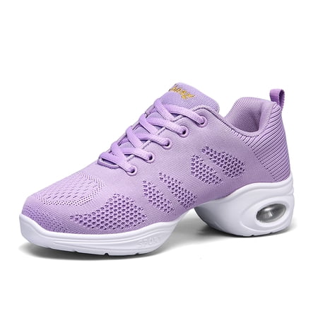 Dance shoes for Women Jazz Shoes Lady Split Sole Dance Sneakers Lace-up Air Cushion Jazz Sneakers Breathable Mesh Modern Dance Shoes Platform Walking Dance Shoe for Jazz Purple 41