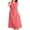 Watermelon Red, variant on Taqqpue Summer Linen Dresses for Women Short Sleeve V Neck Button Casual Dress Tie Waist Flowy Loose Fashion Beach Vacation Midi Dresses