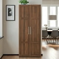 thumbnail image 2 of GZXS 70.87"H Kitchen Pantry Cabinet with 2 Doors and Adjustable Shelves, Freestanding Wooden Cupboard for Kitchen, Dining Room, or Living Room, Walnut, 2 of 9