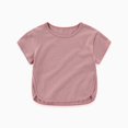thumbnail image 2 of YOUYEDIAN Summer Tops for Kids Comfortable Cotton Solid Color Short Sleeve Boys Girls T-Shirt Casual Round Neck Basic Tops (Camel, 3-4 Years), 2 of 4