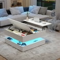 thumbnail image 5 of Blotout 35" Lift Top Coffee Table with Flip Lid Storage, LED Square Coffee Table with Charging Ports, 2-Tier Wood Center Table with Open Storage Shelf for Living Room Home Office, 5 of 11