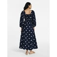thumbnail image 3 of Free Assembly Women's and Women's Plus Cotton Polka Dot Maxi Dress with Puff Sleeves, Size-XS-4X, 3 of 6