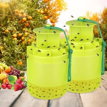 Fly Traps Outdoor Hanging, Reusable Fly Catcher Fly Killer Outdoor with Bait, Non-Toxic Fly Repellent Deterrent Fly Insect Catcher Ranch Fly Trap for Outdoor Hanging(2 Pack Green)