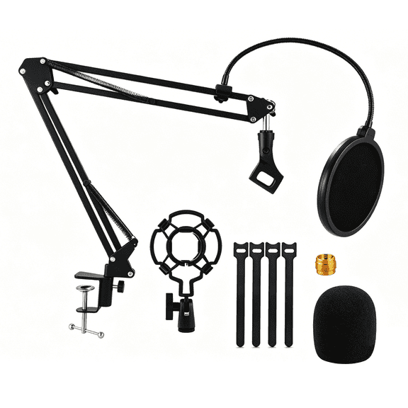 Arcticwind Microphone Arm Stand,360° Rotatable Microphone Boom Arm Mic Stand,Low Profile Mic Arm,with Desk Mount Clamp, Screw Adapter,Shock mount,for Most Microphone