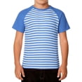 thumbnail image 2 of Wuxian Kids Toddler Carnival Shirt Classic Stripe Print Round Neck Short Sleeve Tee Top Casual Fashionable Comfortable Breathable Raglan Sleeve Relaxed T-Shirt Blouse Basic Tees,Blue,18-24 Months, 2 of 4