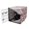thumbnail image 5 of Pink Floral Dog Crate Cover, Blooming Flowers on Abstract Geometric Shapes, Easy to Use Pet Kennel Cover Small Dogs Puppies Kittens, 7 Sizes, Pale Olive Green Pink, by Ambesonne, 5 of 6