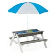 thumbnail image 3 of 3-in-1 Kids Outdoor Wooden Picnic Table With Umbrella, Convertible Sand & Wate, Gray ASTM & CPSIA CERTIFICATION, 3 of 7