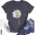 thumbnail image 4 of Hauts d'Été pour Femmes, Blouses Décontractées Élégantes 2024, T-Shirts à Manches Courtes Imprimés, Col Rond, Ample, Gris, 4 of 5