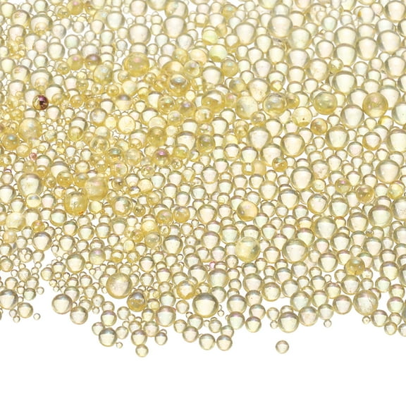 Uxcell Iridescent Glass Tiny Bubble Beads, 0.4-3mm 10g No Hole Micro Mini Round Deep Yellow Water Droplets Beads