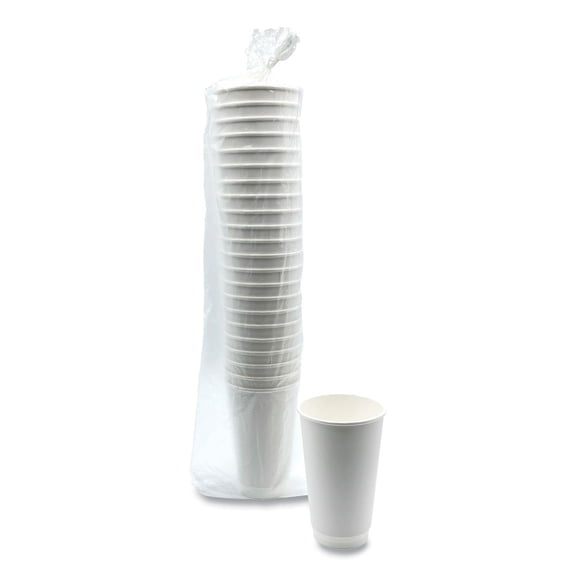 Boardwalk 16 oz Double Walled Hot Cup, White - 500 per Case