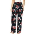 thumbnail image 3 of Pajama Pants Women, Blue Pink Red Rose Flowers Sweatpants Soft Sleep Lounge Pants, Casual PJ Bottoms Pants with Pockets, 3 of 5