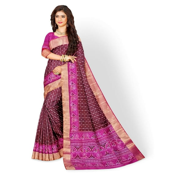 Ta la hi Collections Soft Silk Pochampally sarees with big border with running blouse- Maroon