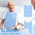 thumbnail image 4 of 3 Pack Unisex Adults Bib for Seniors Elderly Women Men Waterproof Bib Eating Cloth Adjustable Reusable Clothing Protector with Crumb Catcher and Pocket for Disabled, Machine Washable, Blue, 4 of 4