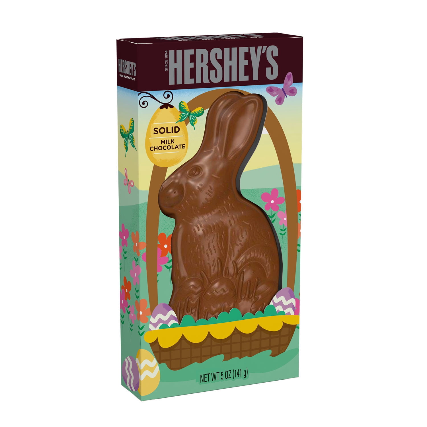 HERSHEY'S, Solid Milk Chocolate Bunny, Easter Candy, 5 oz, Gift Box