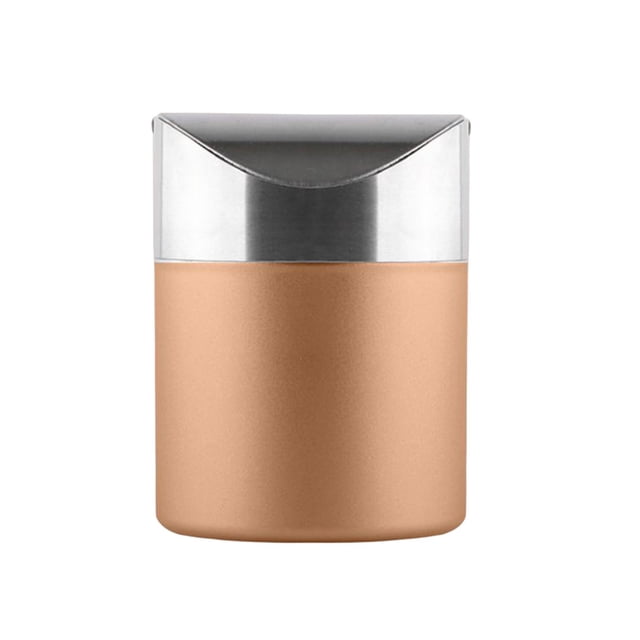 Cubo de basura de escritorio, cubo de basura de encimera con tapa abatible, Mini contenedor de limpieza de basura, cubo de basura organizador de Suministros de limpieza para el hogar Color champagne Bewildely HA083742-01