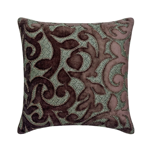 The HomeCentric Decorative Brown Pack of 2, 18"x18" (45x45 cm) Pillow Covers, Velvet Beaded Hand Embroidery Throw Pillows For Sofa, Abstract Pattern Modern Style Easter - Abra