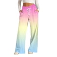 thumbnail image 2 of HLKJKLS Sweatpants Women Fashion Spring Autumn Casual Wide Leg Long Pants Soft Polyester Elastic Waist Comfortable Daily Wear Pink S-3Xl, 2 of 6