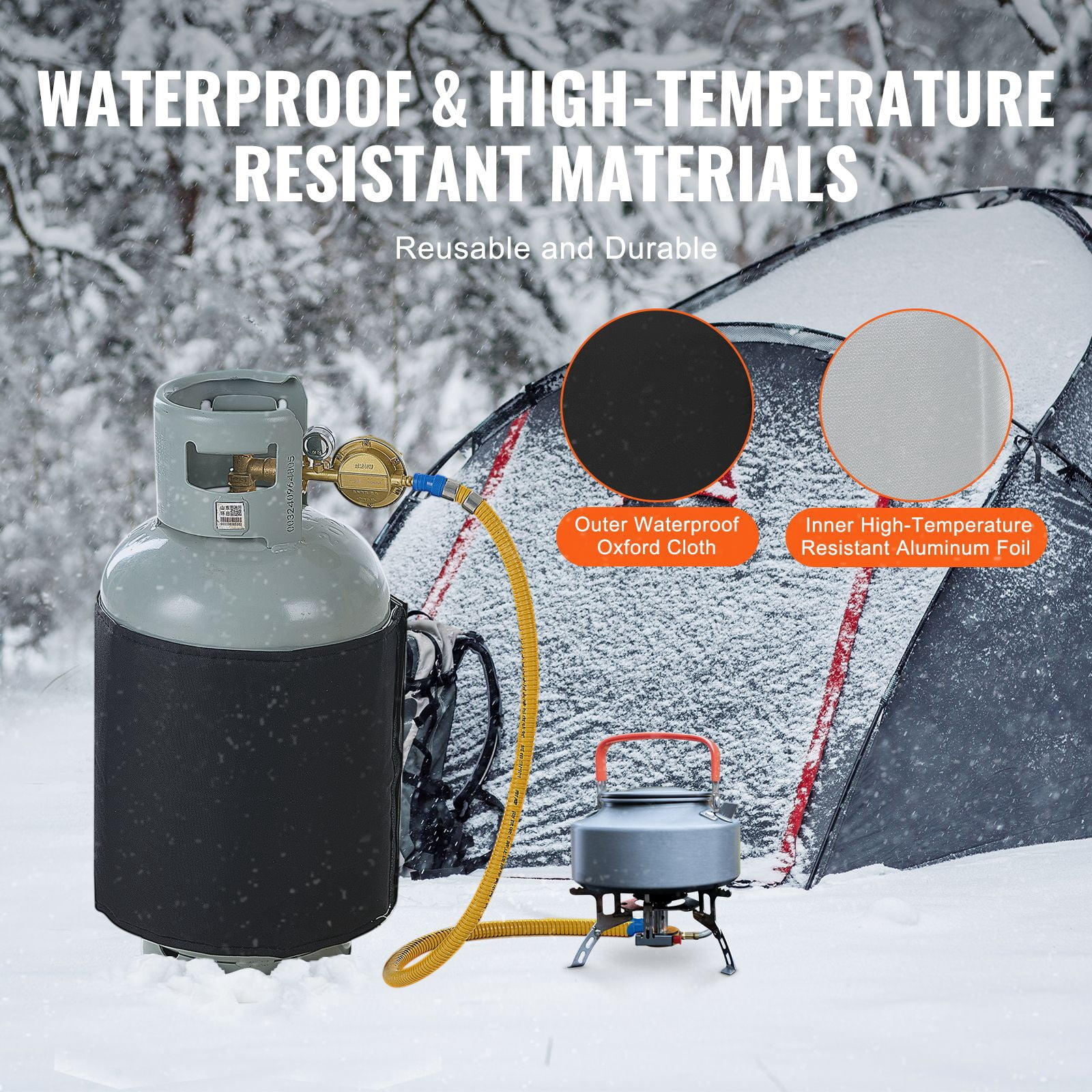 Propane Cylinder Heating Blanket 5-Layer Design Full-Wrap 90°F Constant Temperature Adjustable Controller for 20-40lb Gas Cylinders Outdoor Winter