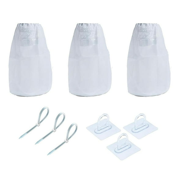 LITTLE HOME Dryer Vent Lint Bags 3 Pack for Indoor Outdoor Vents, Reusable Lint Traps with Easy Installation, Energy Efficient Dust Collector for Electric Dryers, 11x15 Inch White Nylon