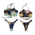 thumbnail image 4 of Qarigey Tankini estampado bohemio cintura alta Split traje de baño Push-up Bra Panty Pool Party traje de baño señora adultos Ropa interior Pantalón sujetador rosa S NO4 Qarigey AP010459-05, 4 of 6