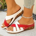 thumbnail image 2 of Dakaela Orthopedic Sandals for Women 2026 Wedge Platform Strappy Open Toe Summer Dressy Walking Slides Shoes with Arch Support Size 6-10 Red, 2 of 8