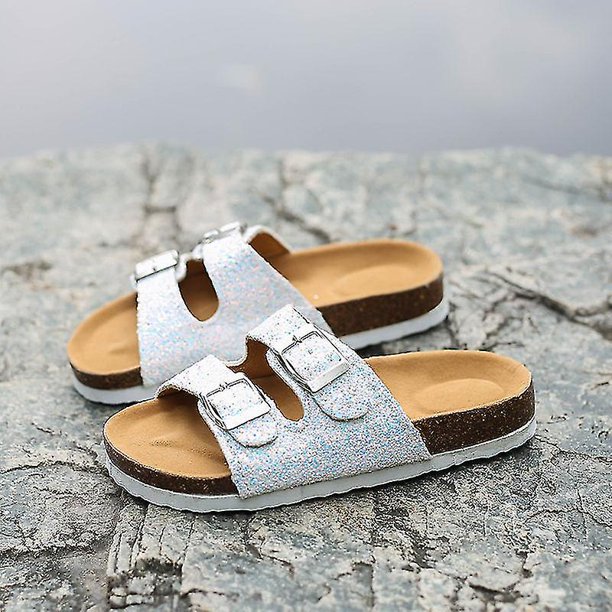 Zapatillas para mujeres con botones ajustables zapatillas con suela de corcho