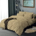 thumbnail image 2 of Pinch Pleated 1-Piece Duvet Cover 100% Egyptian Cotton 800 Thread Count with Zipper & Corner Ties Pintuck Decorative Duvet Cover- King/California King Size (94" x 104") Inch, Taupe, 2 of 4