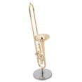 thumbnail image 4 of Fyydes Miniature Trombone Réplique avec Stand et Boîtier Ornements Instrument Plaqué Or, Trombone Miniature, Modèle d'Instrument, 4 of 8