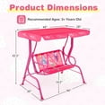 thumbnail image 3 of Costway 2-Seater Toddler Porch Swing Chair with Metal Stand Adjustable Canopy Safety Belts Pink, 3 of 9